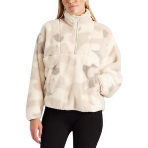 NWT Chaps Fleece Pullover Pastel Cream Camo Print 1/4‎ Zip Jacket 3XL - So Soft!
